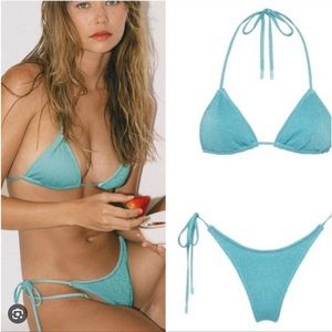 triangl blue sparkle bikini